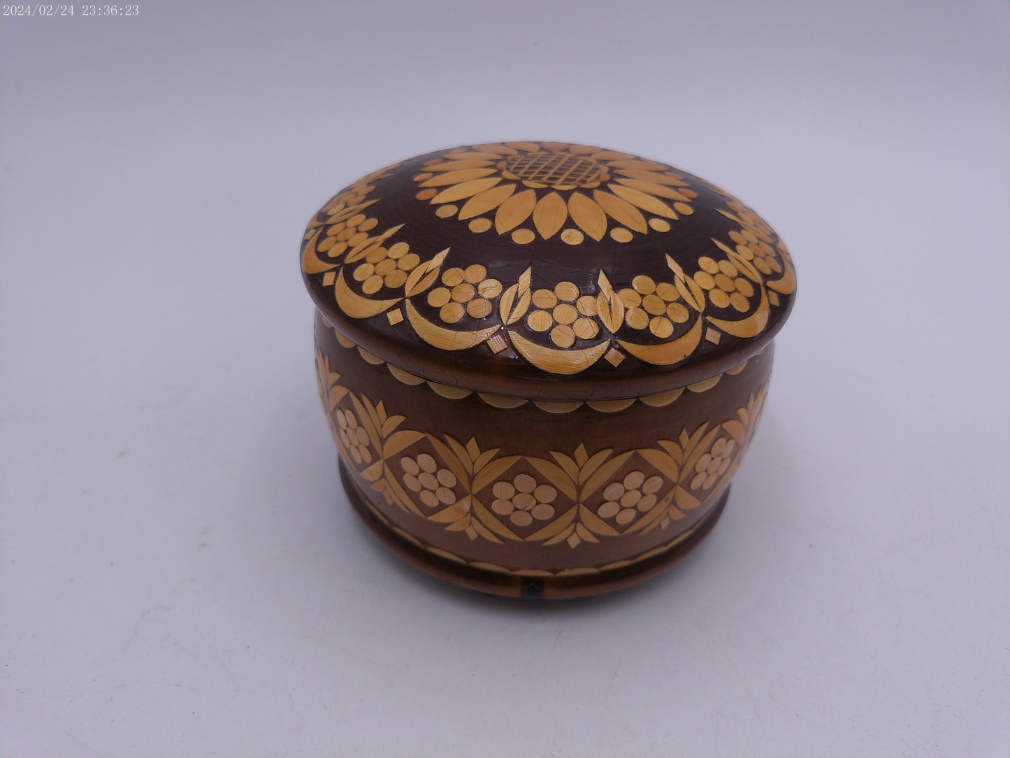 vintage carved wood canister box trinket box container with lid