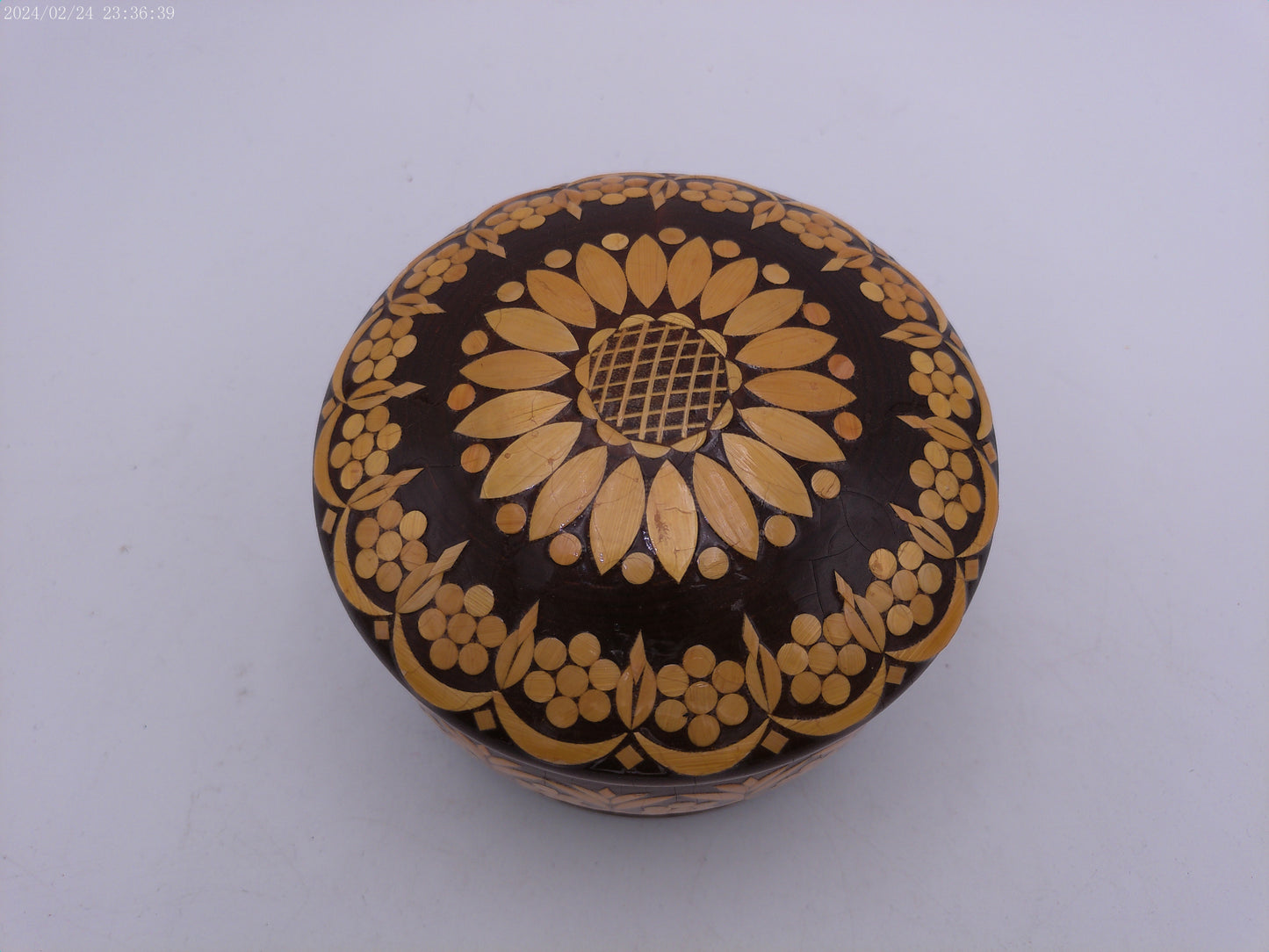 vintage carved wood canister box trinket box container with lid