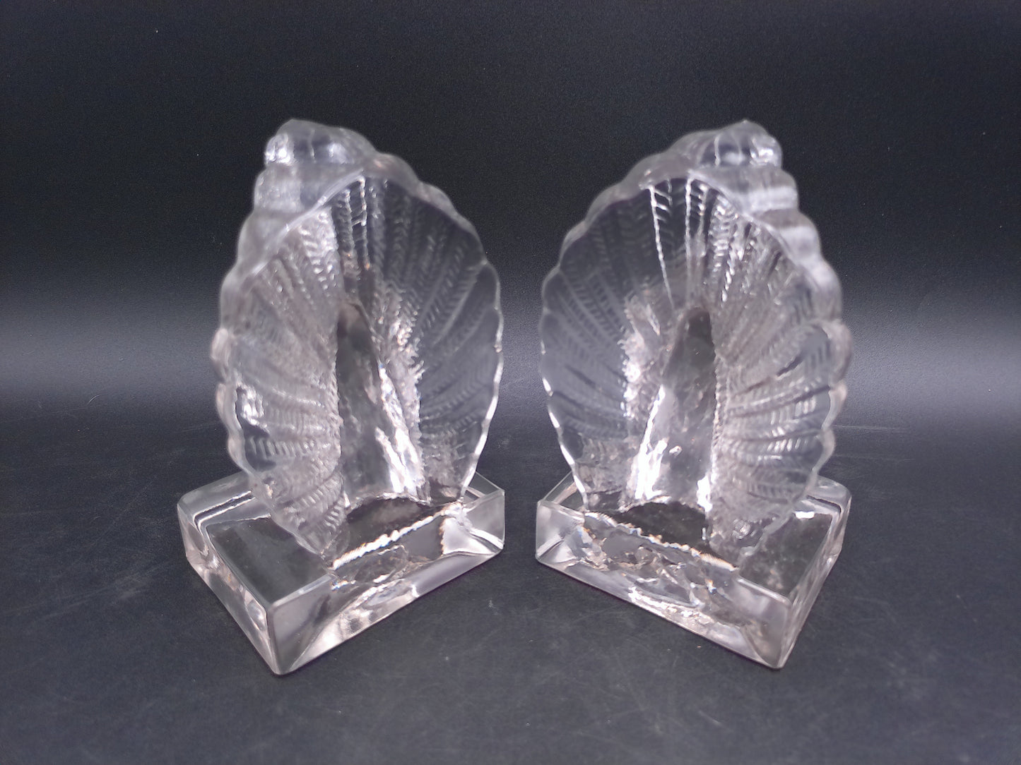 Pair of Indiana Glass Crystal Clear Glass Pouter Pigeon Bookends