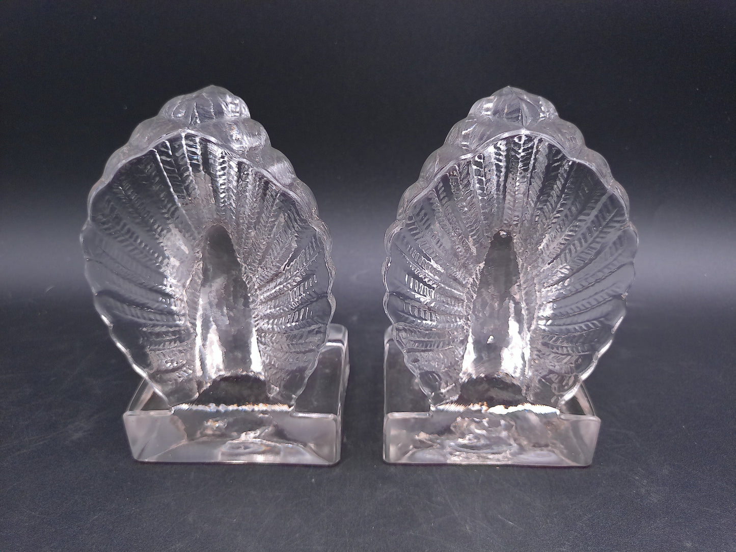 Pair of Indiana Glass Crystal Clear Glass Pouter Pigeon Bookends