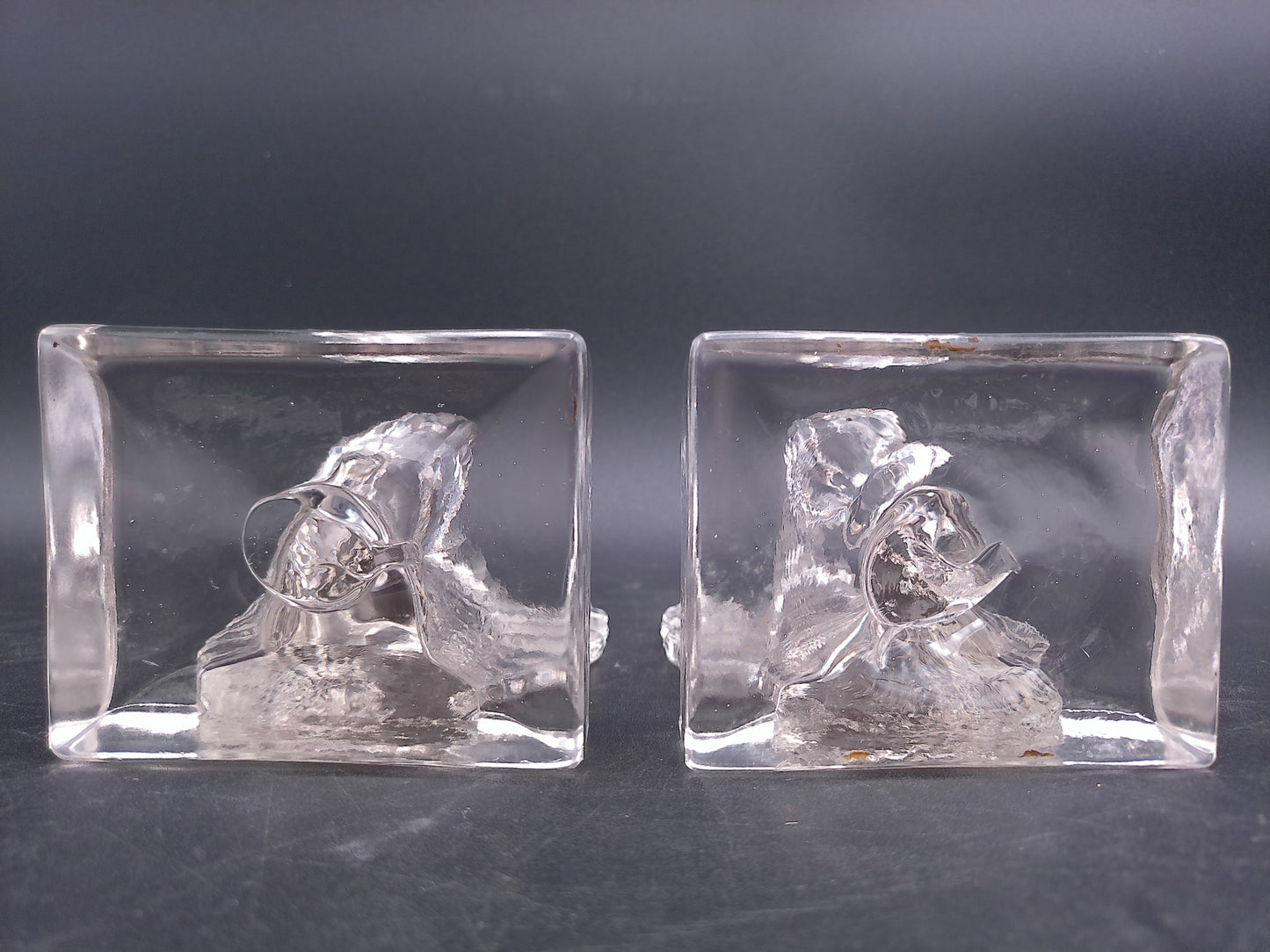 Pair of Indiana Glass Crystal Clear Glass Pouter Pigeon Bookends