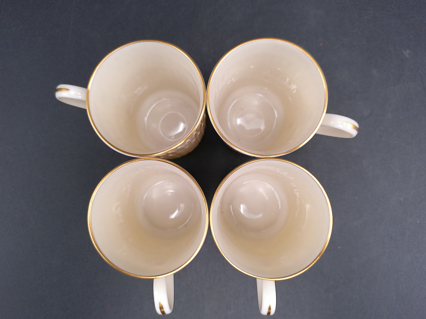Lenox Expresso Coffee Tea Cups Demitasse Cup Ivory Gold Trim Set of 4