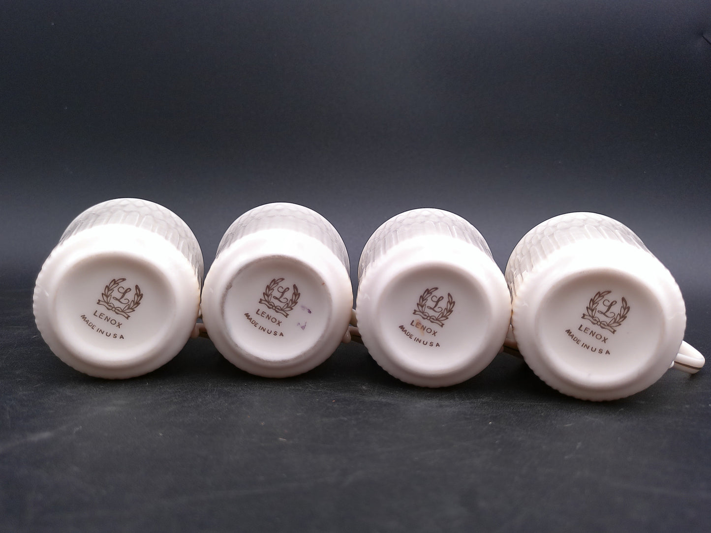 Lenox Expresso Coffee Tea Cups Demitasse Cup Ivory Gold Trim Set of 4