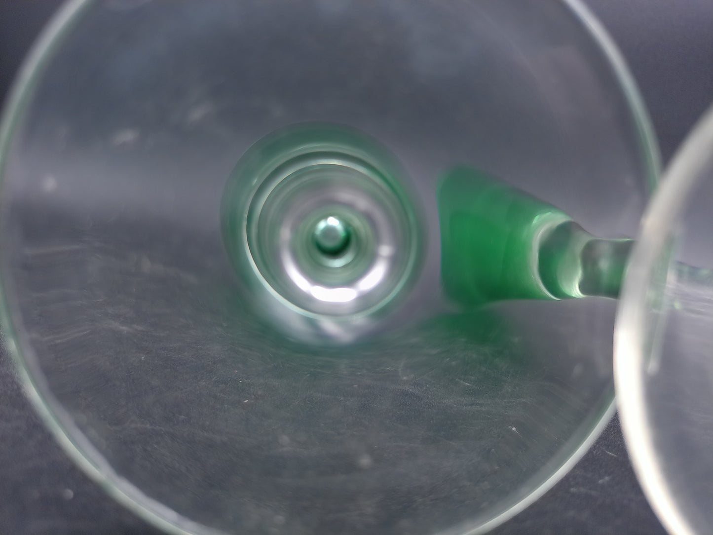 Green Coloured Liqueur Set of Glasses Clear Stem
