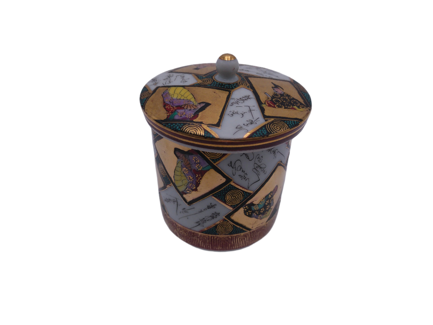 Japanese SATSUMA Hand Painted Porcelain Covered Jar