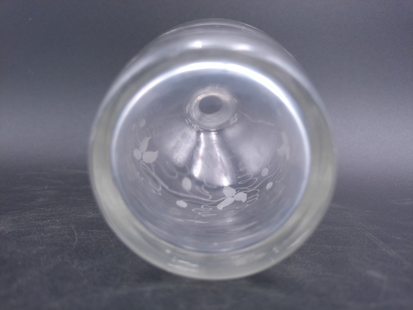Mid-Century Modernist Crystal Glass Decanter Vase Flower Pattern on Glass