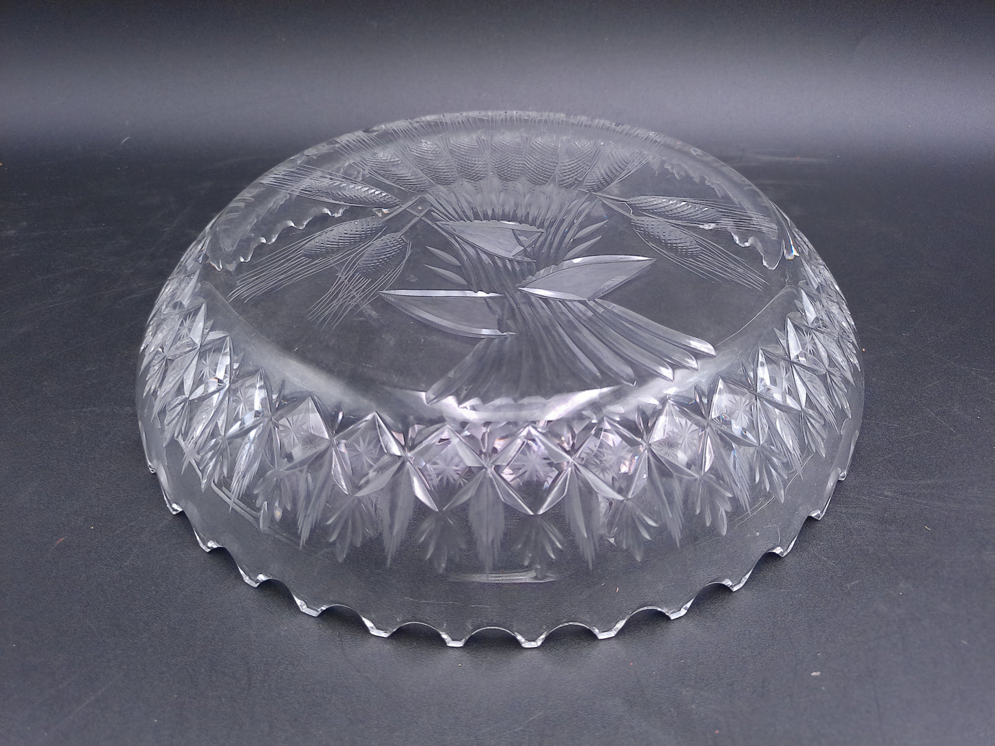 Clear Crystal Glass Depression Star Scallop Salad Bread Plate Vintage