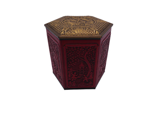 Vintage Chinoiserie Hexagon Tin