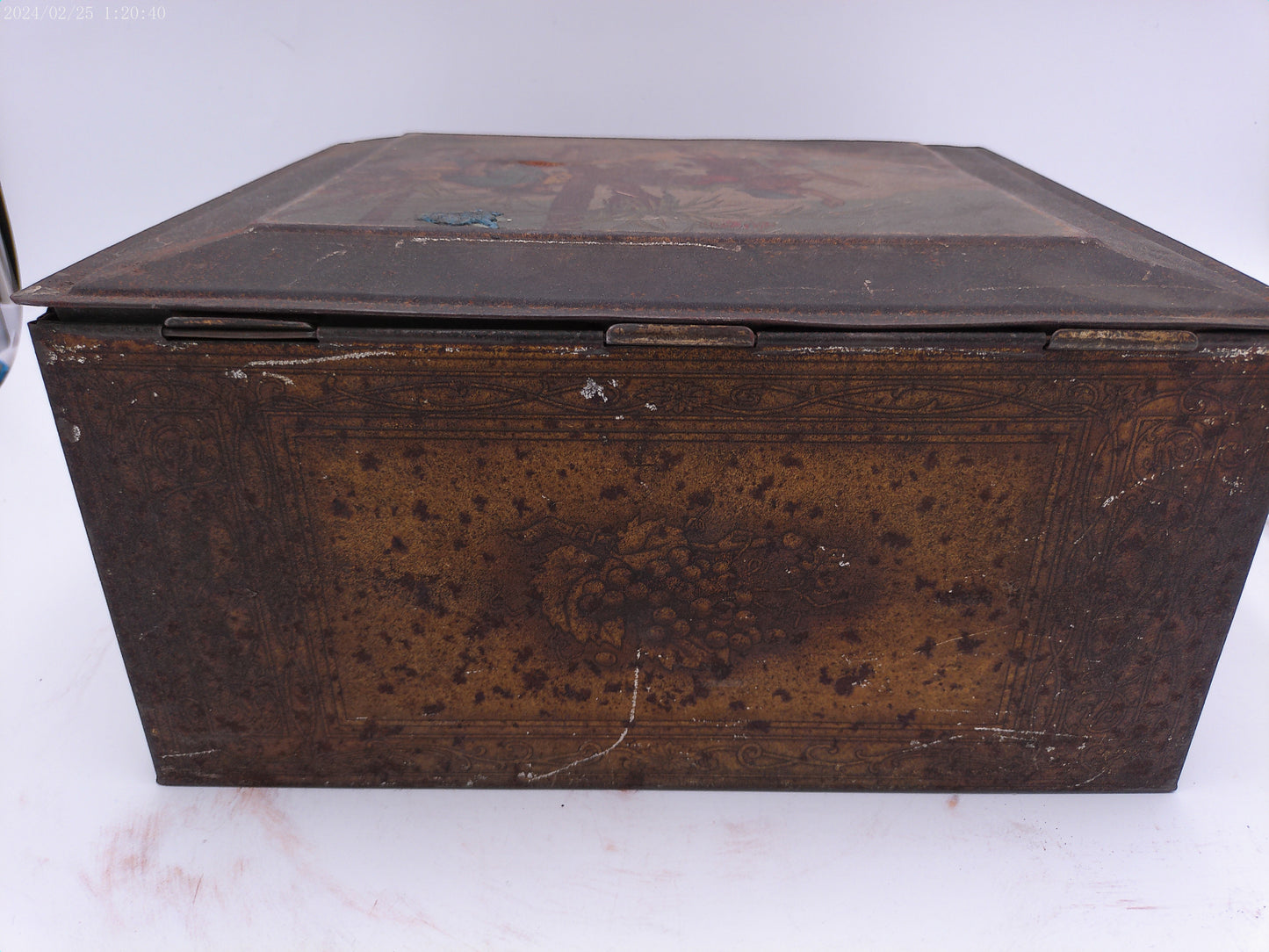 Very old Metal Box with Painting on top