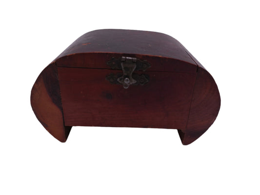 Vintage Cedar Box Curved Art Deco Shape Trinket