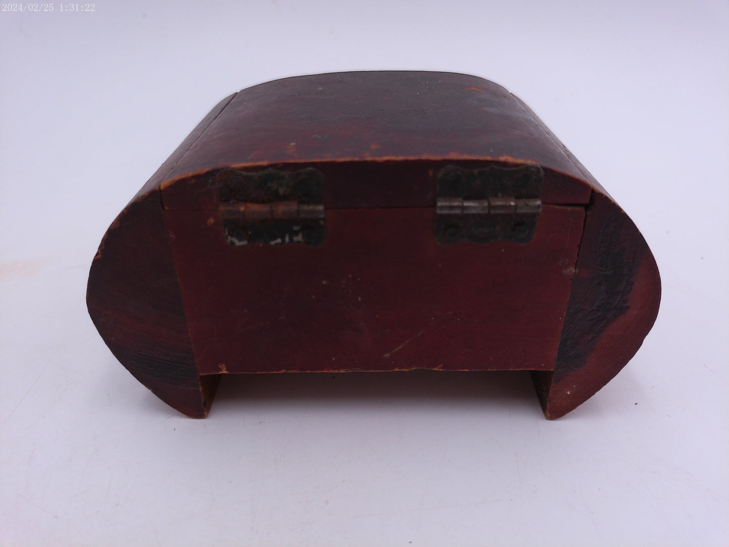 Vintage Cedar Box Curved Art Deco Shape Trinket