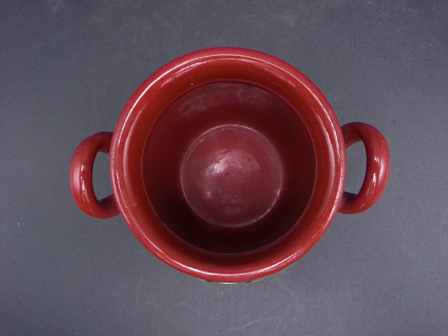 Mexican Style Small Pottery Pot With Handles Clay Floral Design