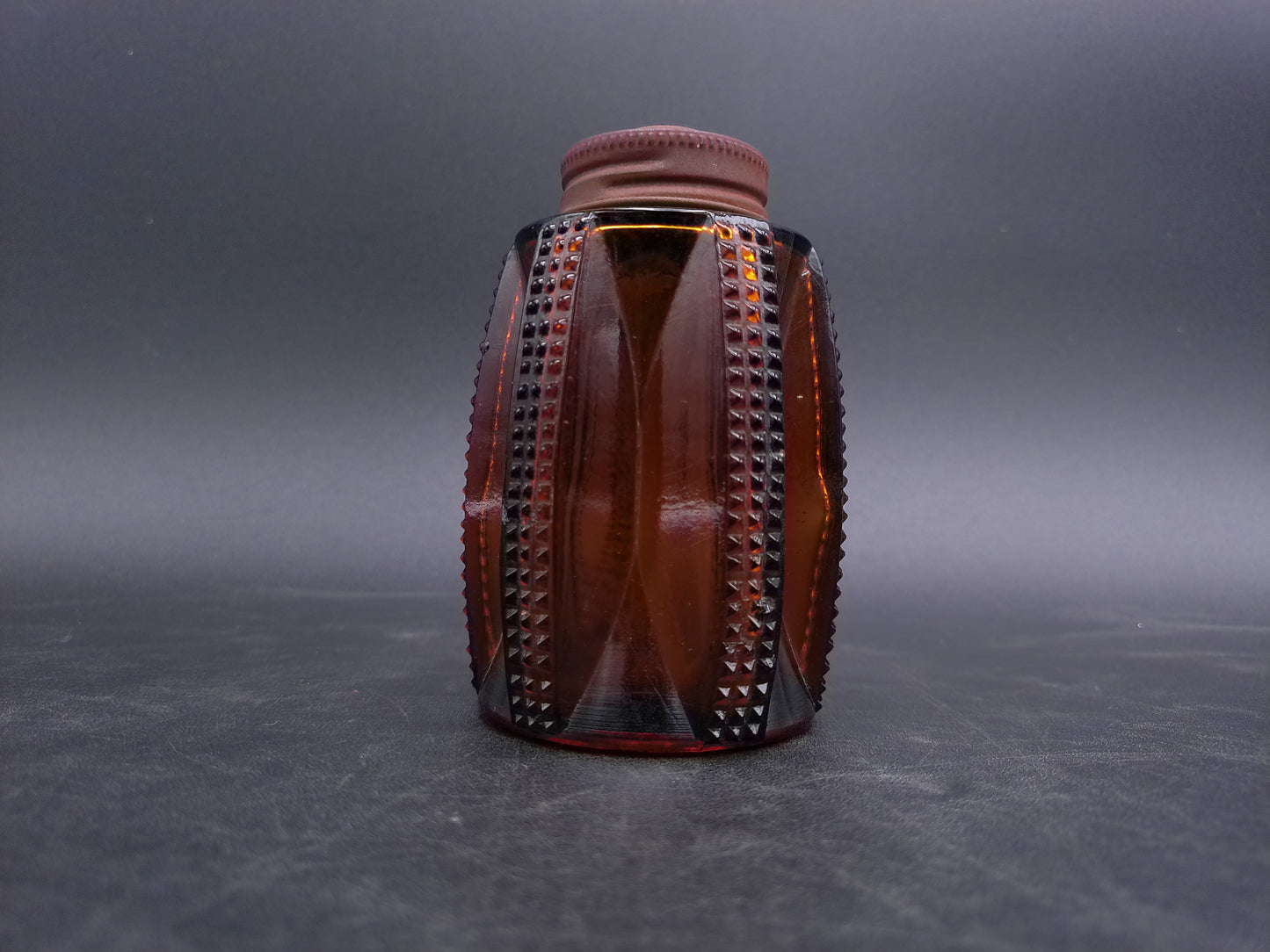 Small Glass Bottle with Metal Twist on Lid Vintage