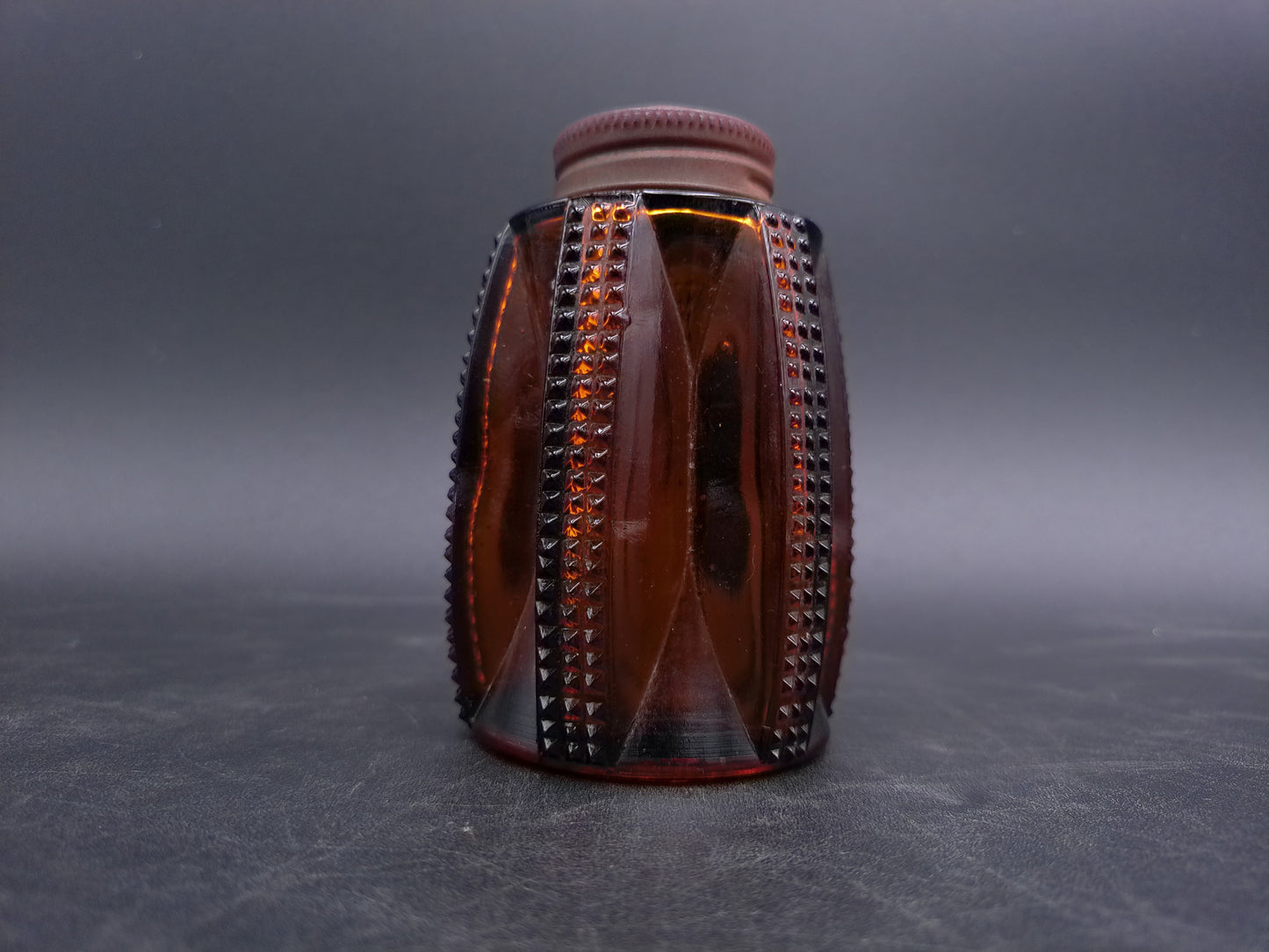 Small Glass Bottle with Metal Twist on Lid Vintage