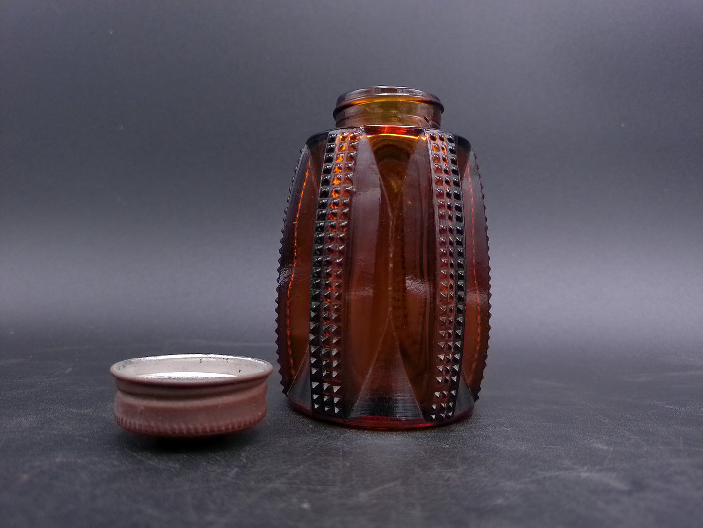 Small Glass Bottle with Metal Twist on Lid Vintage