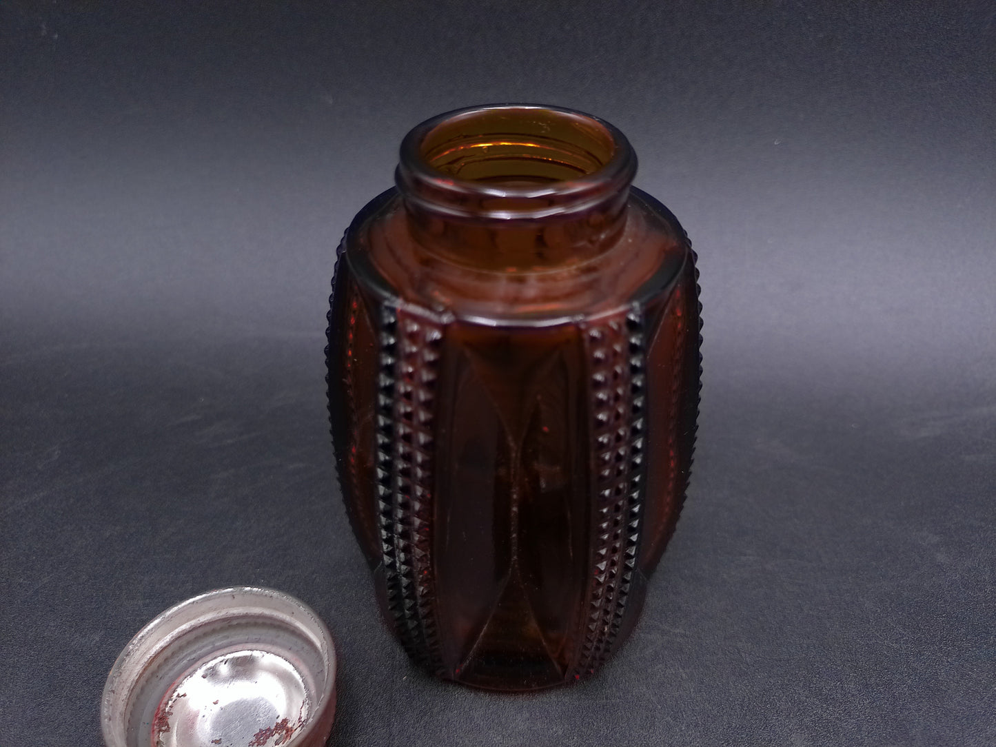 Small Glass Bottle with Metal Twist on Lid Vintage