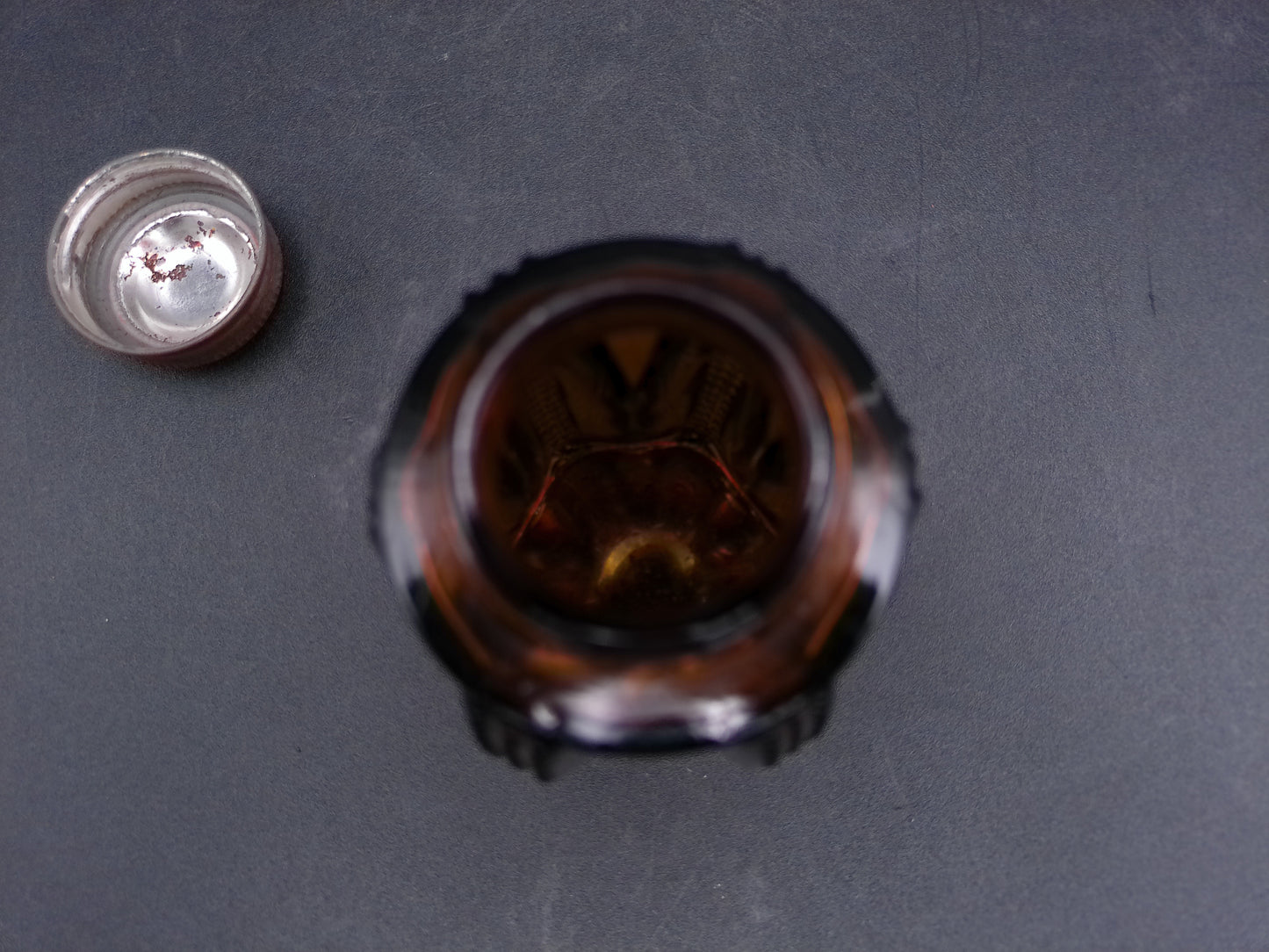 Small Glass Bottle with Metal Twist on Lid Vintage