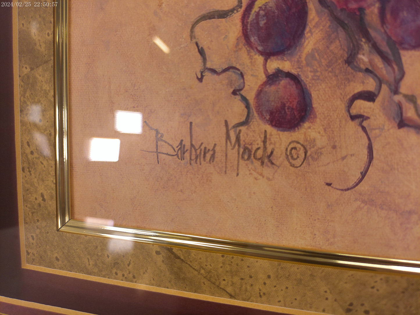 Art Grapevine II By Artist Barbara Mock Beautiful Layered Frame glass