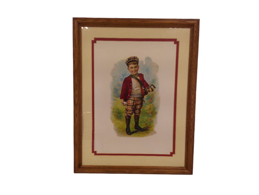 Art Vintage 1900s Charles Spiegle Jr Framed Golf Boy