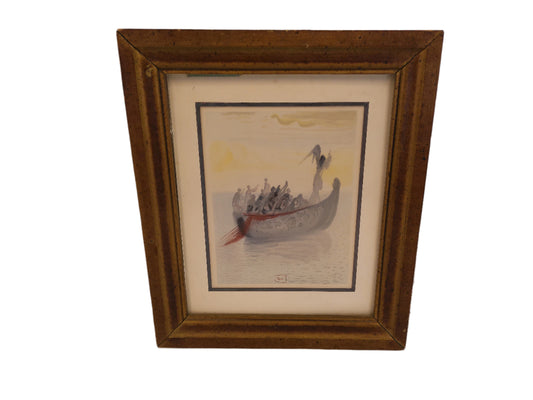 Art signed by Artist Salvador Dali   "The Ship of Souls" with paperwork COA