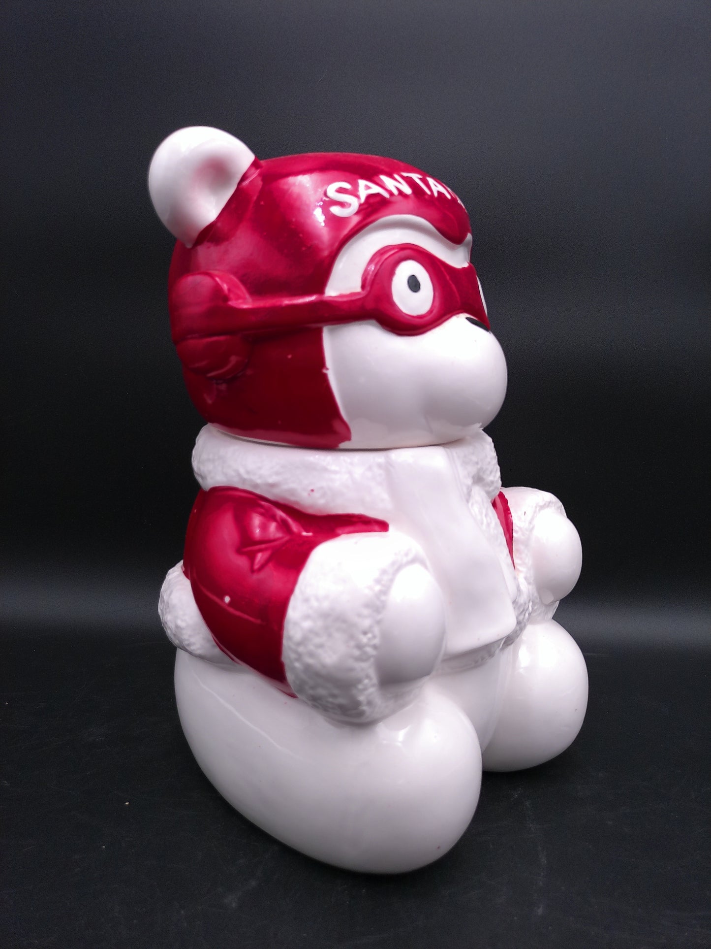 Santa Bear Aviator Cookie Jar Vintage 1987 Dayton Hudson Christmas Ceramic Jar