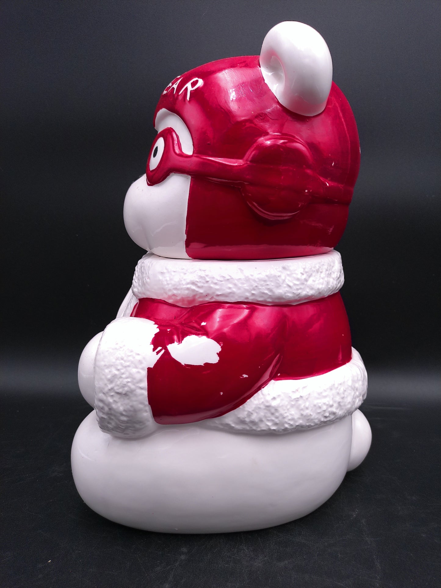 Santa Bear Aviator Cookie Jar Vintage 1987 Dayton Hudson Christmas Ceramic Jar