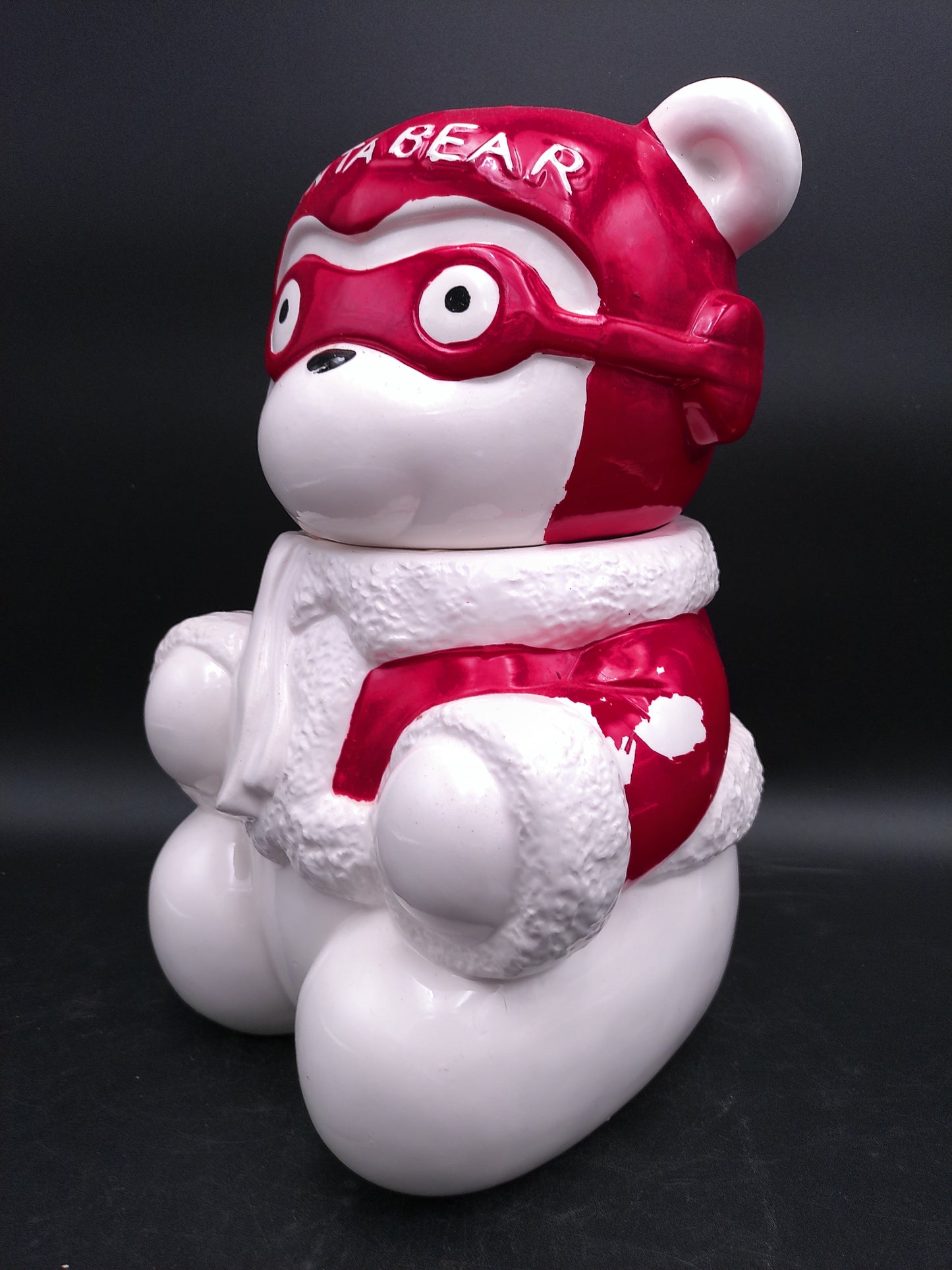 Santa Bear Aviator Cookie Jar Vintage 1987 Dayton Hudson Christmas Ceramic Jar