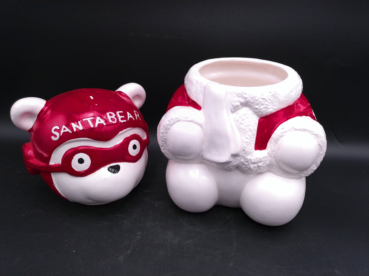 Santa Bear Aviator Cookie Jar Vintage 1987 Dayton Hudson Christmas Ceramic Jar