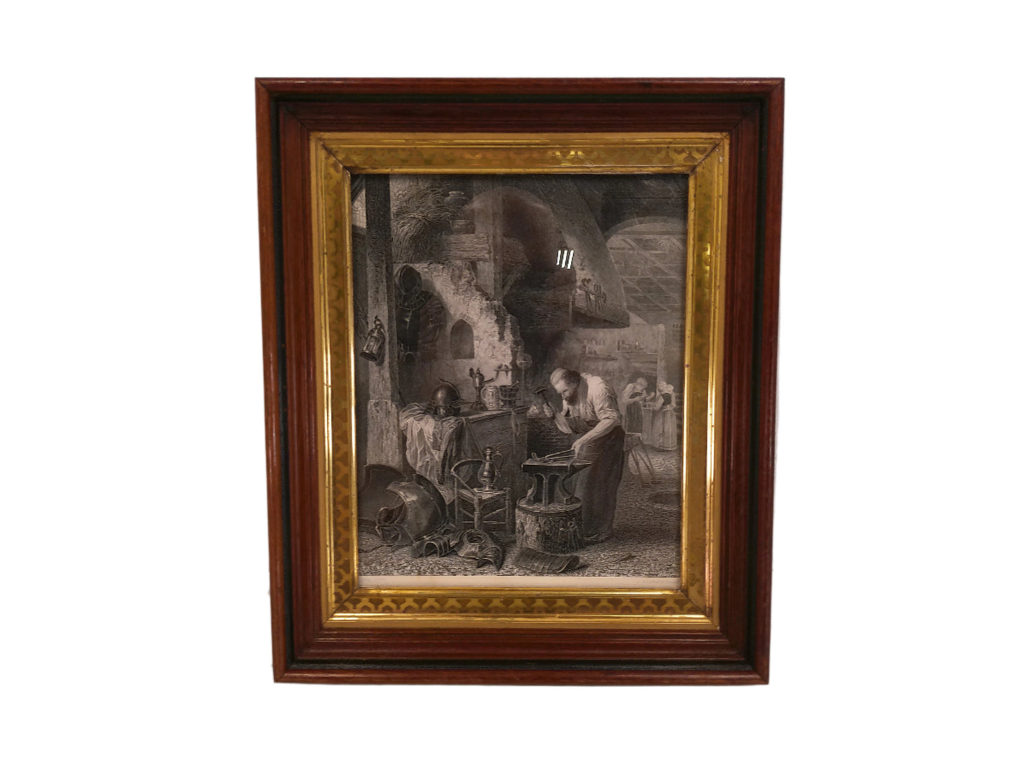 Art By Artist John Godfrey 1817 Framed Engraving The Armourer Medieval Armament