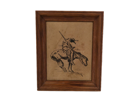 Art Native American Indian on Horse Drawing