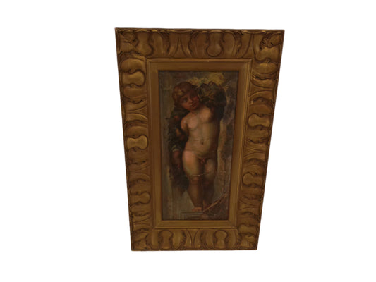 Art Oil Painting Vintage Male nude with Unique Gold Frame