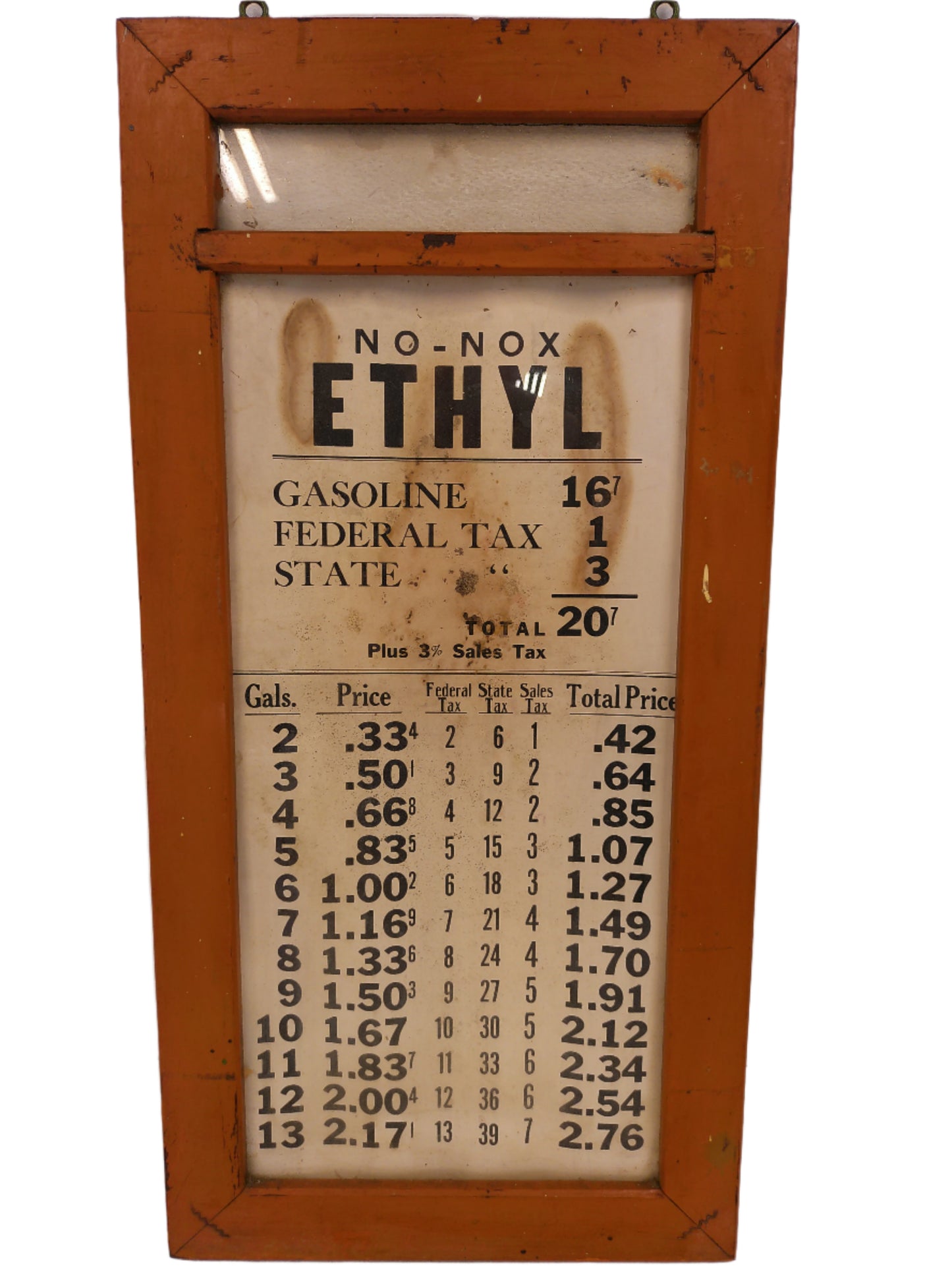 Art  Antique 1900s Service Gasoline Gas Ethyl  Station Visible Gas Pump Price  sign
