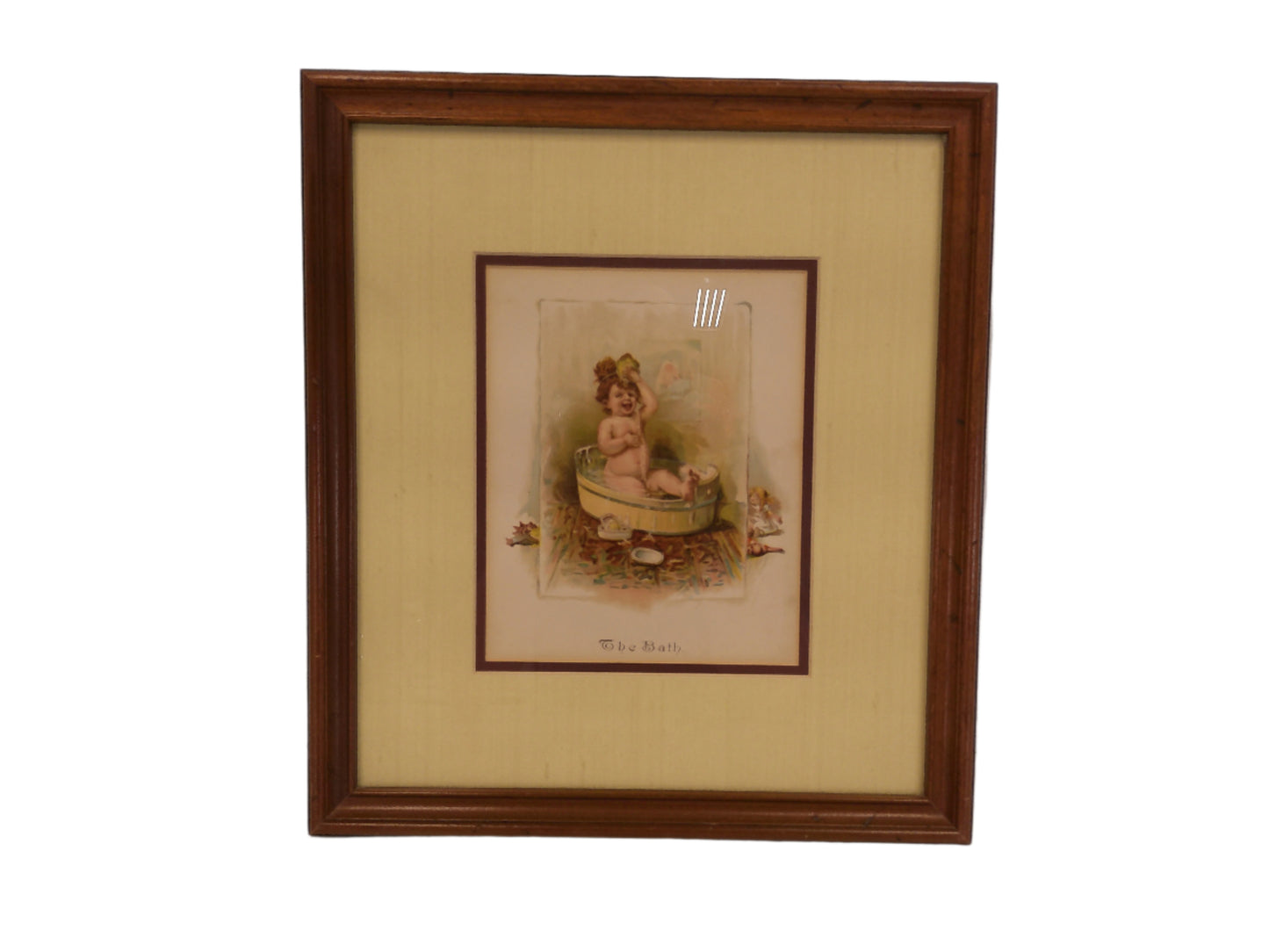 Art Vintage Print of Baby in Bath call >The Bath"  Framed