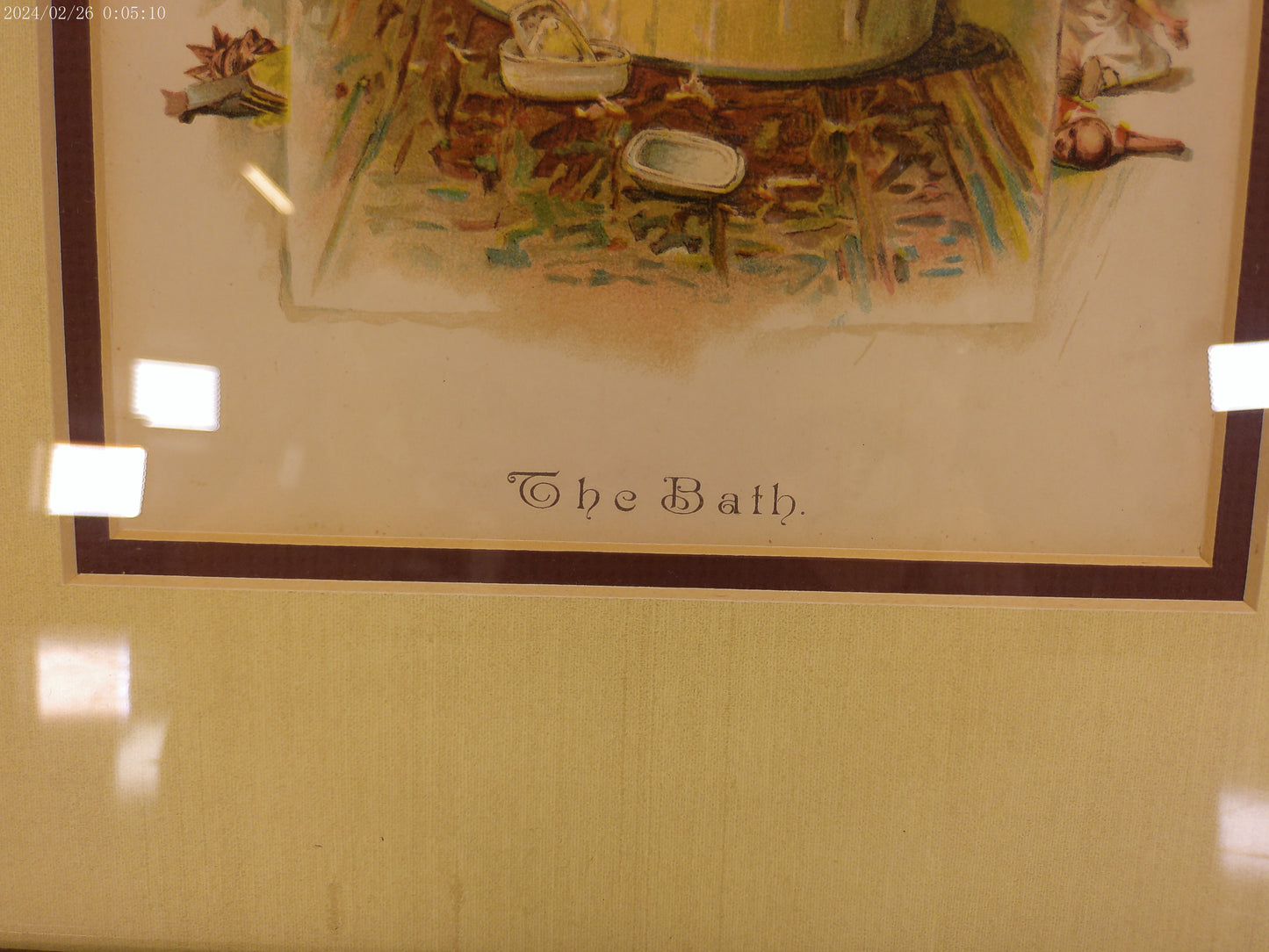 Art Vintage Print of Baby in Bath call >The Bath"  Framed