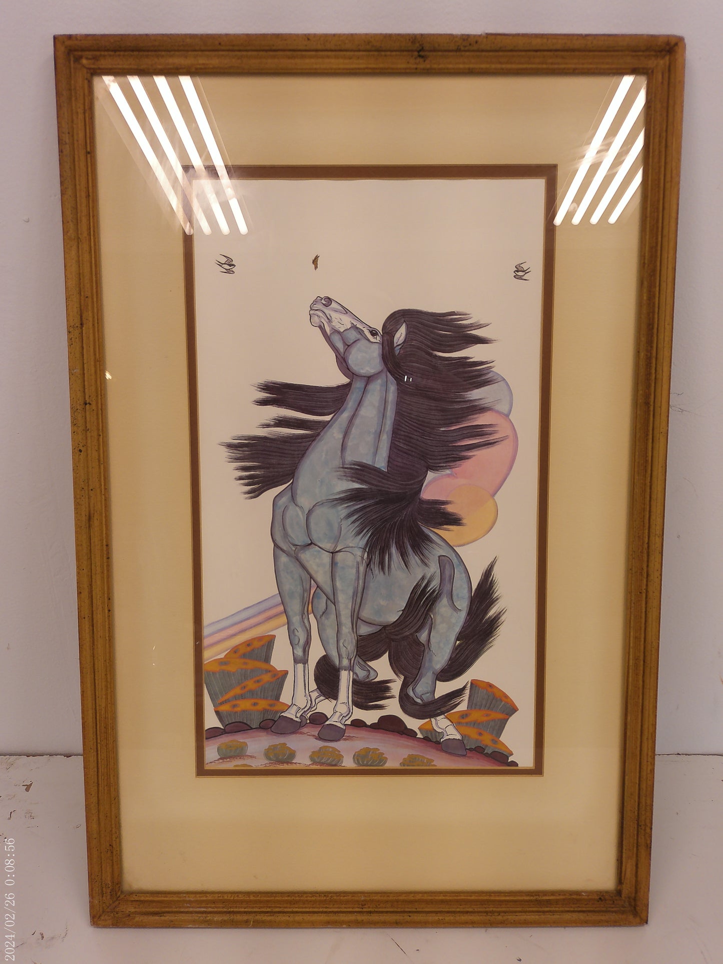 Art Vintage Quincy Tahoma Horse Print King of The Stallions Native American Art