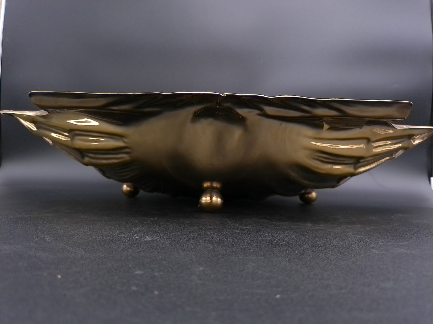 Valenti Silver Gold Colored Plate 20th Century Large Brass Shell Made in Spain, Marked
