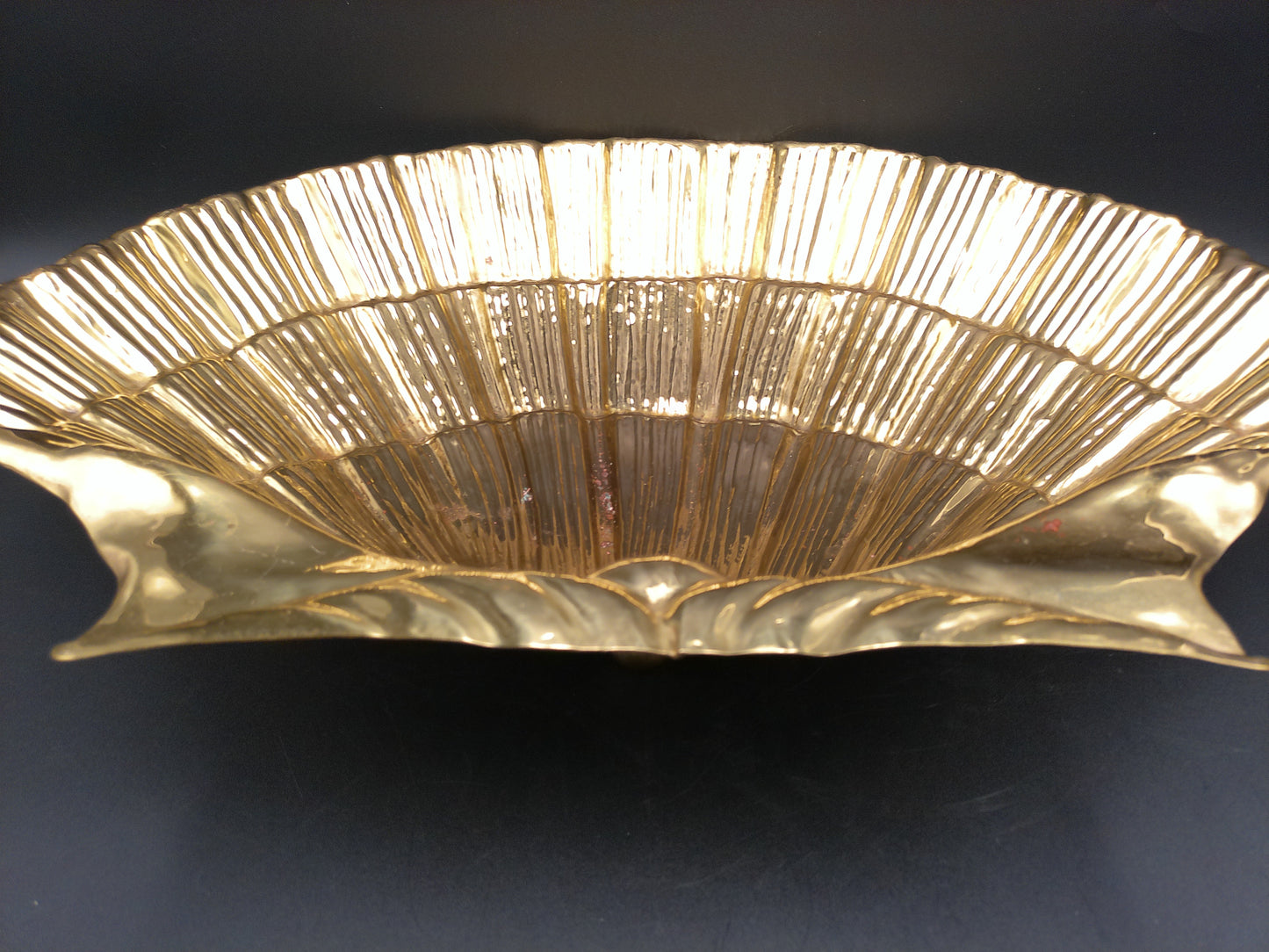 Valenti Silver Gold Colored Plate 20th Century Large Brass Shell Made in Spain, Marked