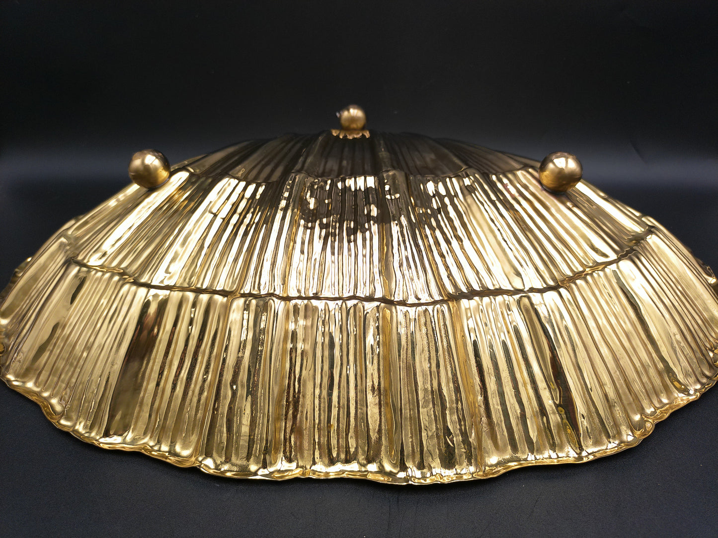 Valenti Silver Gold Colored Plate 20th Century Large Brass Shell Made in Spain, Marked