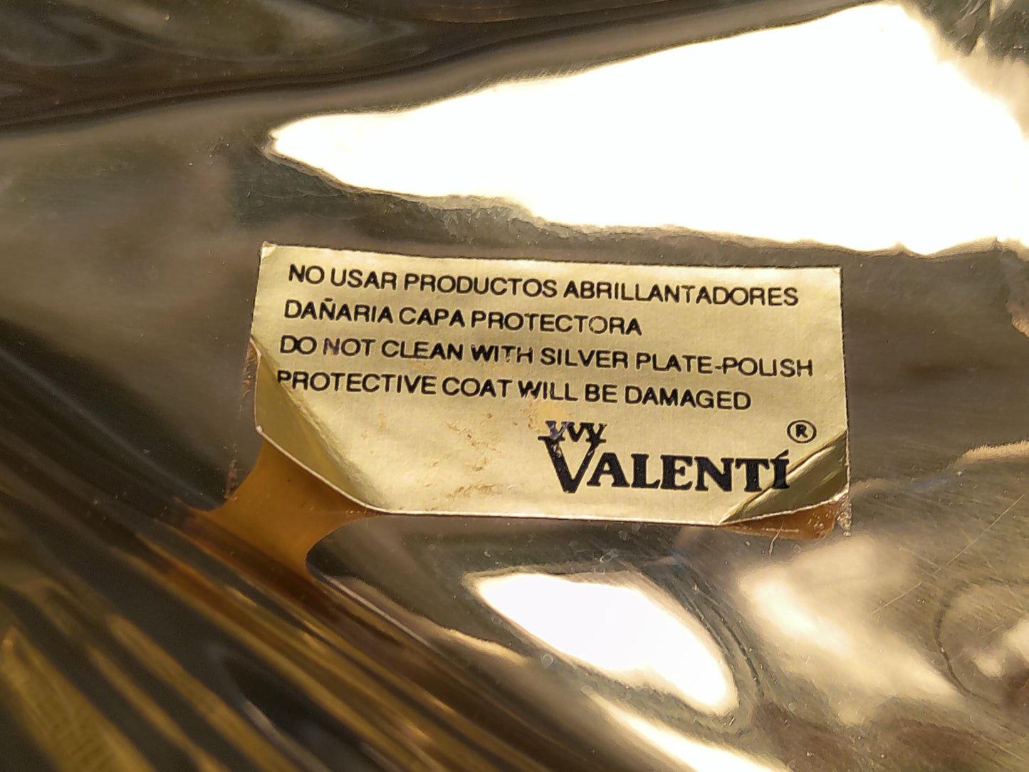 Valenti Silver Gold Colored Plate 20th Century Large Brass Shell Made in Spain, Marked