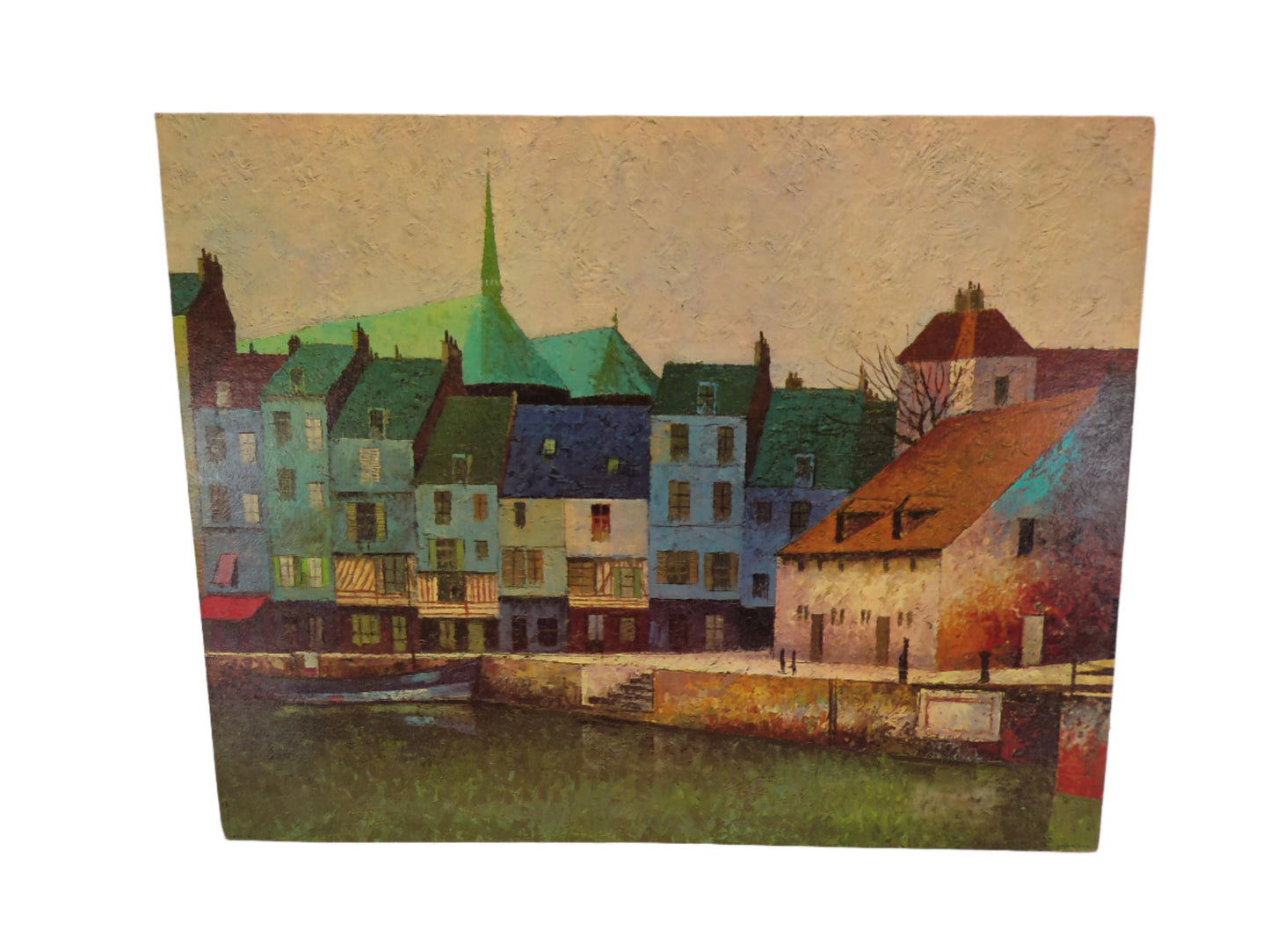 Art Riverfront Homes Nayreda Coastal Town Lithograph print