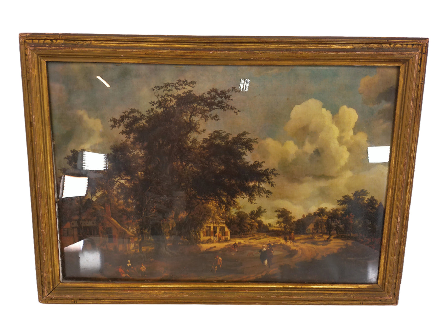 Art  this Paint The View on the Higher Road"  Vintage Pilgrams going for walk  Wood Frame