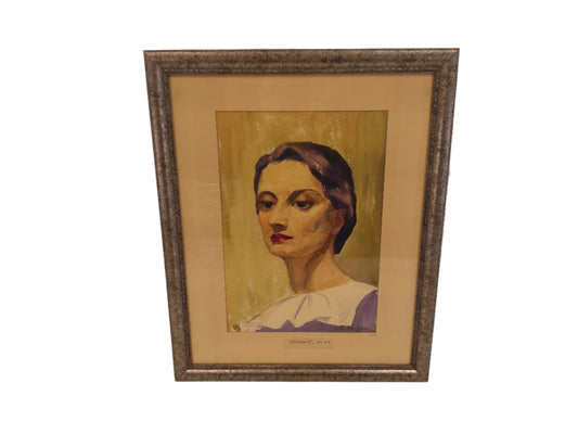 Art  Portrait 'Gina" Elegant Lady by Artist Russell Au Werter II 1948