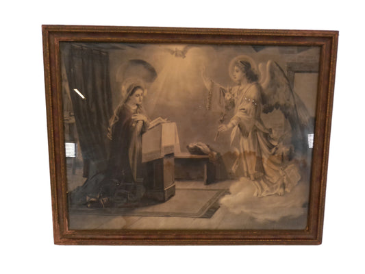 Art Angel Visitation Mary Praying print Vintage