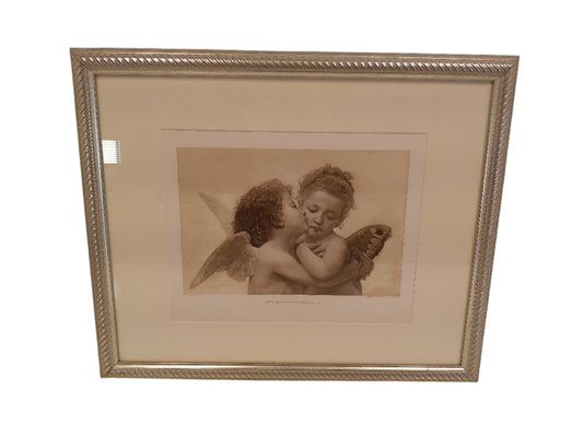 Art "Love and Psyshe Children"  Kiss Angels Print Vintage Nice Frame