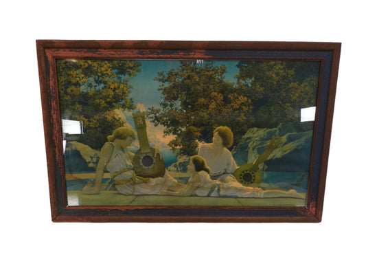 Art  Maxfield Parrish Art Deco Print “The Lute Players”, Framed, Circa 1920