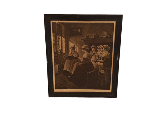 Art Print "Daughters of Dorcas"  Ladies Netting and Reading Vintage