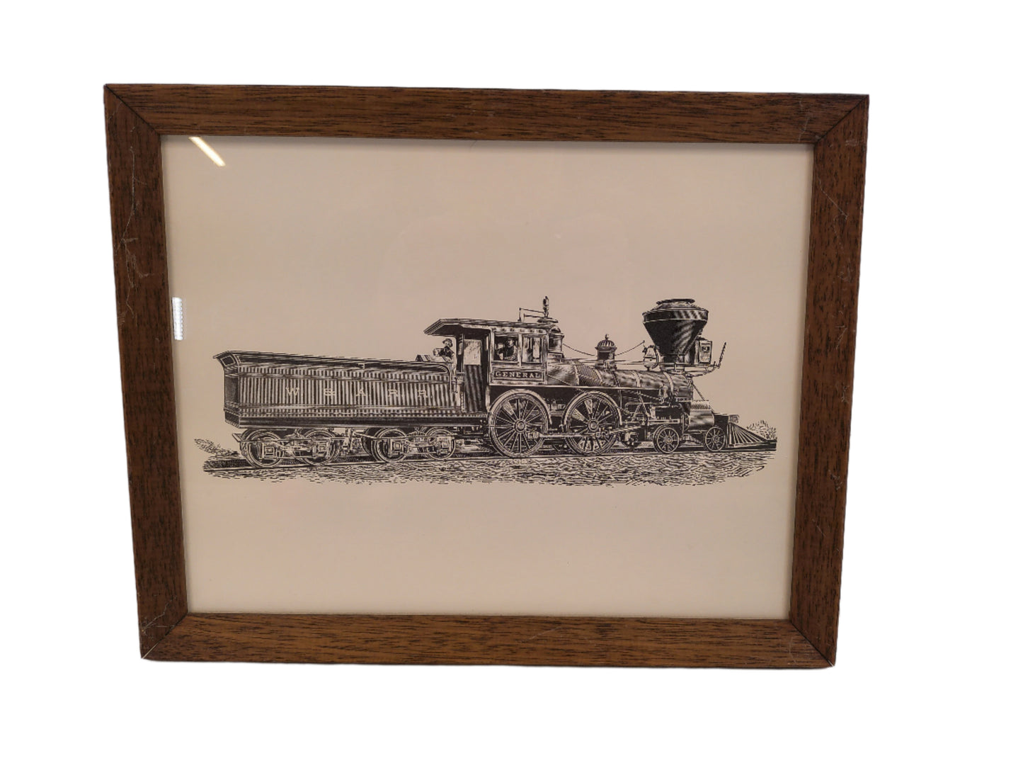 Art Lot of 2 Framed prints with Glass Locomotive Trains one New York 1946 print