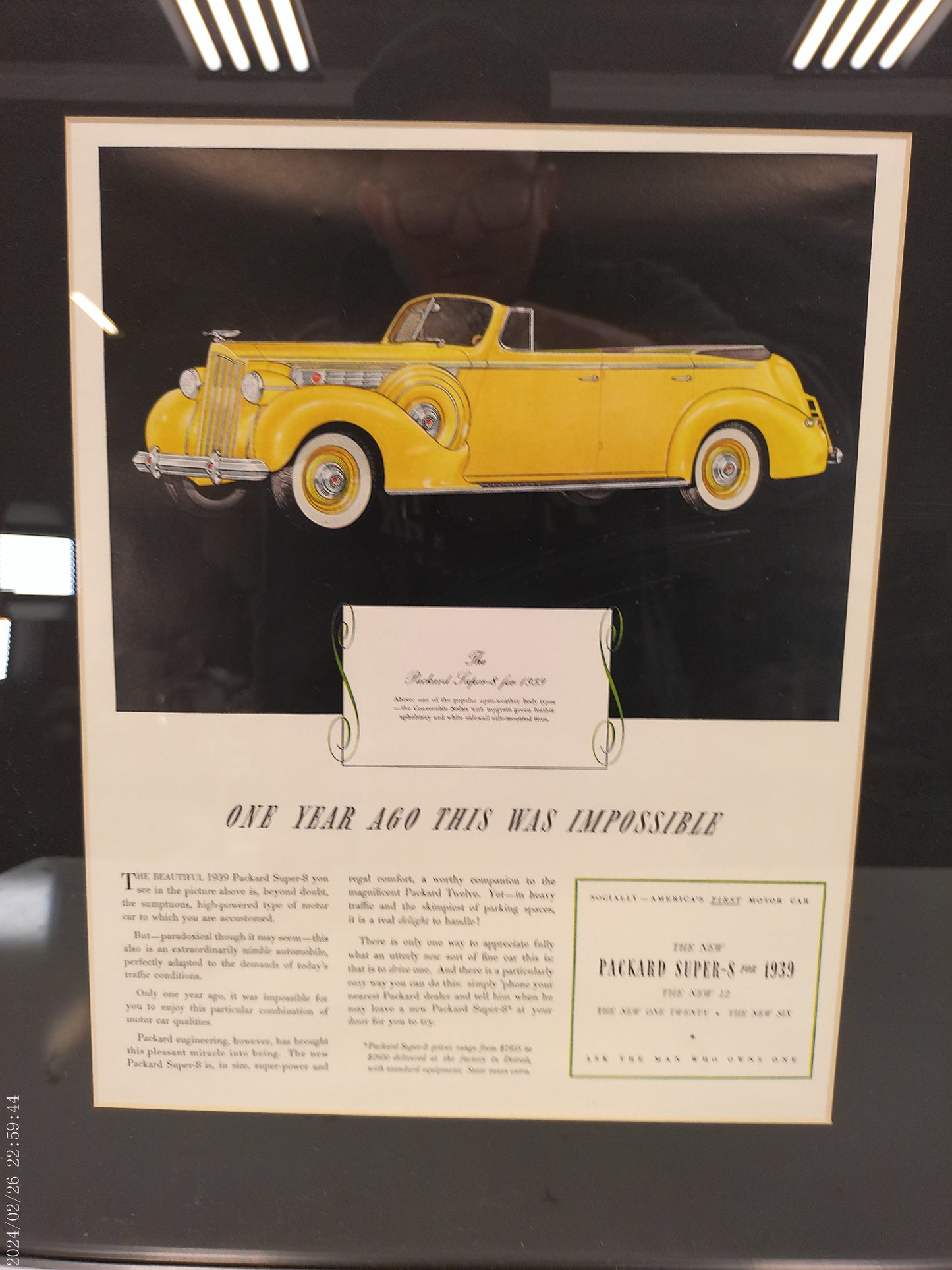 Art Framed Picture of 2 Packard Super 8 Cars 1939