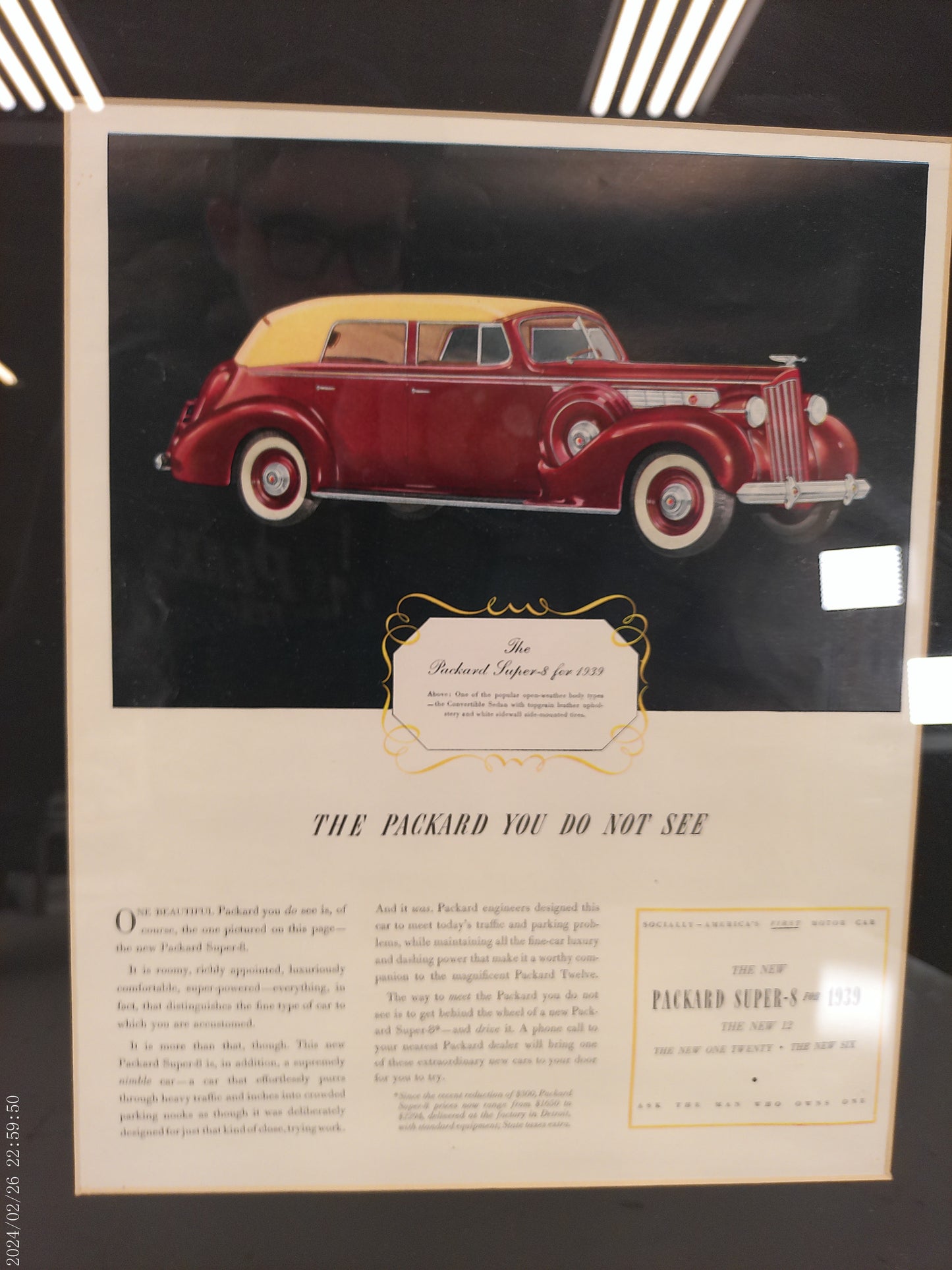 Art Framed Picture of 2 Packard Super 8 Cars 1939