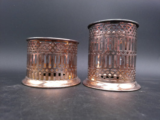 Appollo EPNS Bernard Rice's Sons Silver Plated Sleeves Glass Holders Candle  Covers